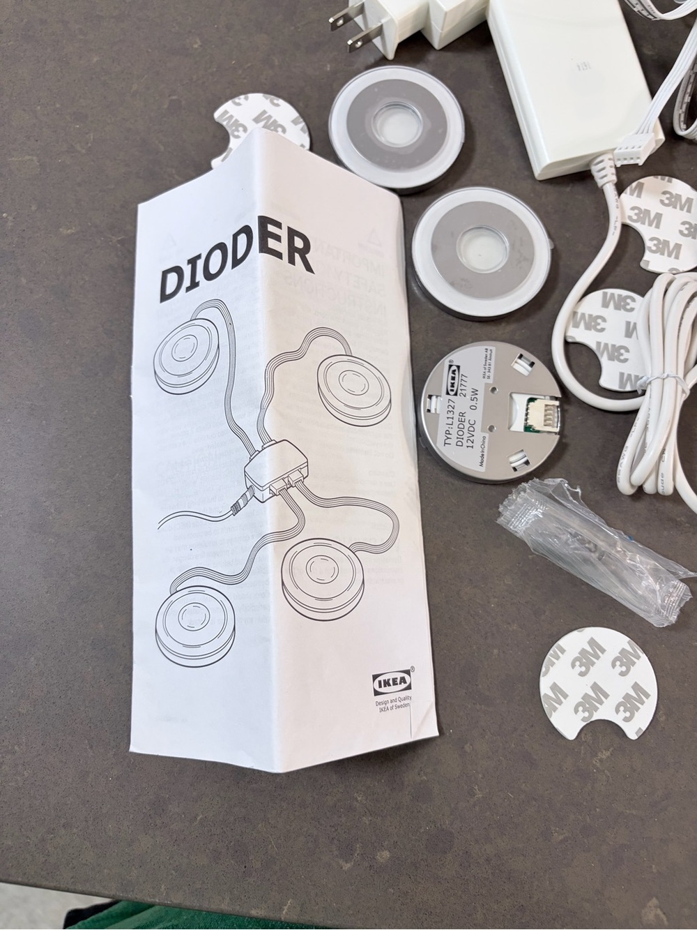 IKEA DIODER LED Puck Light Set - White under cabinet lighting new - Picture 5 of 6